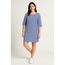 Everly Blue White Chevron Shift Dress Women’s Small Lightweight