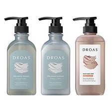 DROAS Silky Cleanse Moist 3-Piece Set: Shampoo Treatment and Body Soap Japan