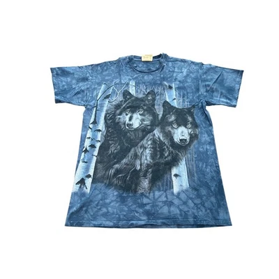 Camiseta Gráfica The Mountain Wolves Birch Forest Azul Tie Dye Para Hombre M Algodón - Imagen 1 de 4