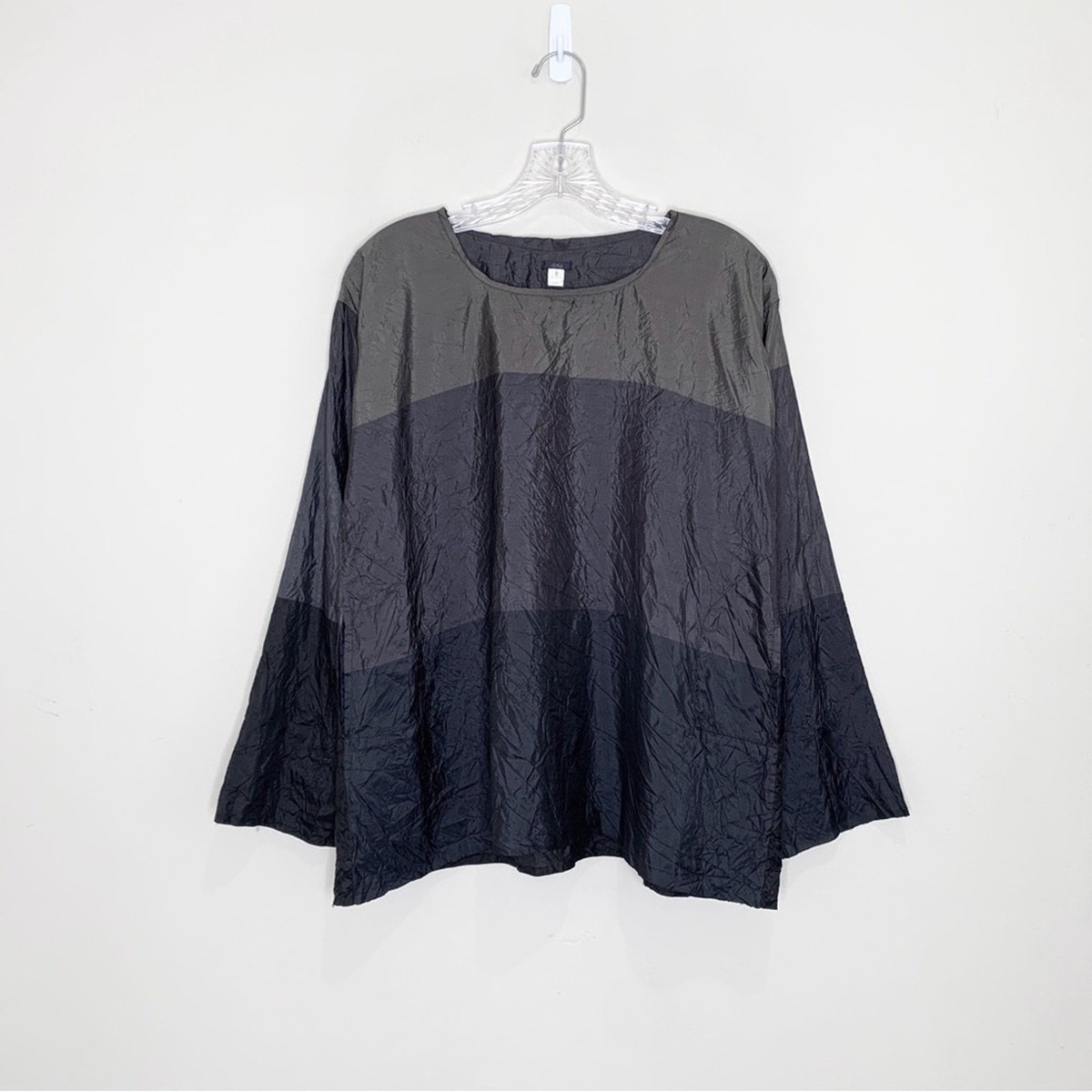 Dosa Tunisian Top (Sz 2 = S/M) Crinkled 100% Silk Long Sleeve