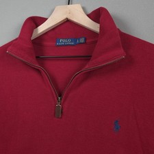 Polo Ralph Lauren Estate Rib Quarter Zip Pullover Sweater Crimson Red Mens Large