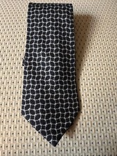 Burberry London Tie 100 Silk Made In France... Gray Geometric/Black Grounds