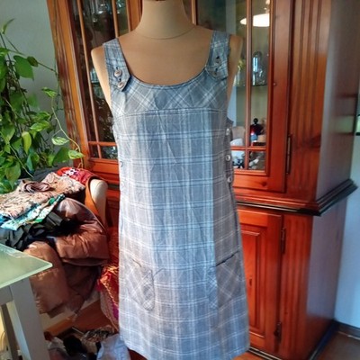 AJC KLEID Sommerkleid Gr S Grau weiss luftig kariert neu