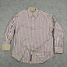 Robert Graham Shirt Mens XL Multicolor Stripe Long Sleeve Button Front Casual