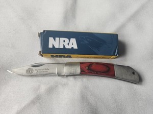 NRA Small Lockback Knife 440ss Rosewood Grips CM1300145 New in Box