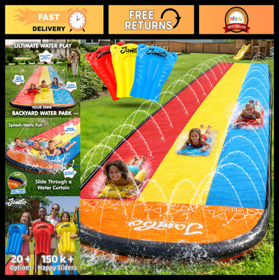 Premium 20Ft Triple Water Slide with 3 Bodyboards & 3-Way Sprinkler System - Bac
