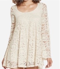 Show Me Your MuMu Lace Mini Dress M Cream Bell Sleeve Boho Festival Wedding