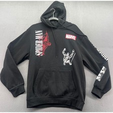 Marvel Spider-Man Sweatshirt Graphic Hoodie Black Mens Comic Art Pullover Sz M