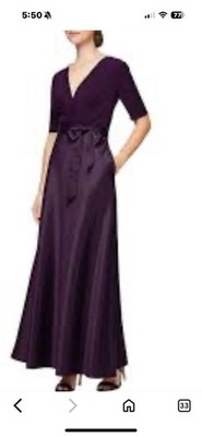Alex Evenings Formal Evening Dress Size 18 Eggplant, Mother of the Bride