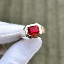 Men's Red Garnet Ring 925 Sterling Silver Ring, Engagement Ring gift for her