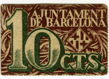 ☆ SPAIN CIVIL WAR 1937 • BARCELONA 10c. MUNICIPAL ☆ GUERRA CIVIL ESPAÑOLA ☆D1403