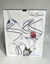 Luigi Bormioli Black Swirl Water Wine Drink Goblets Set Of 4 New In Box