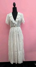 Doen V Neckline Flutter Sleeves Vintage Inspired Gabriella Women Dress S Salt