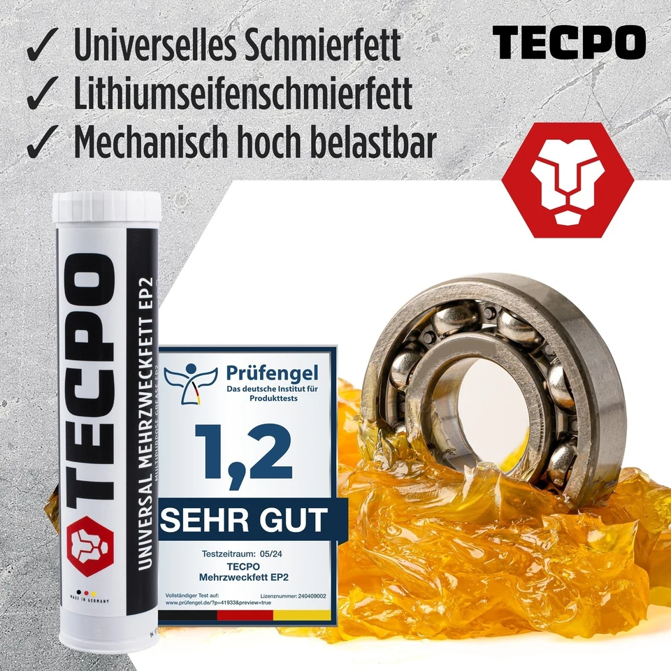 TECPO EINHAND FETTPRESSE HANDFETTPRESSE + MEHRZWECKFETT EP2 LITHIUM FETT 3x400g - Bild 2 von 4
