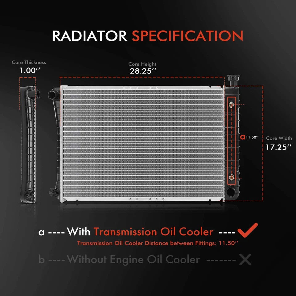 Radiador con enfriador de aceite de transmisión para Chevrolet C1500 K1500 GMC C1500 K1500 Foto 2 de 4