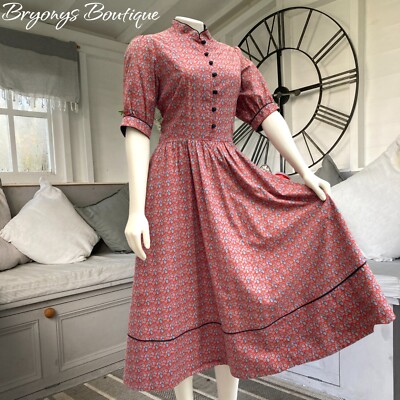 Vintage Liberty of London Floral Paisley Print All Cotton Midi Dress 12 10  8 | eBay
