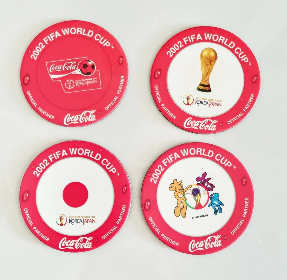 Set 4 Coaster Coke Coca Cola Souvenir Collection Fifa World Cup 2002 Paper Red - Image 2 of 4