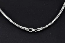 14K Solid White gold Franco wheat chain Necklace 20 inch 19.00gram lobster clasp