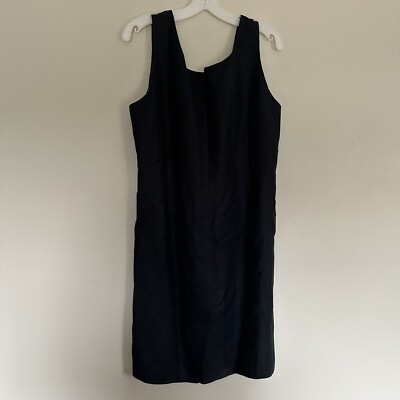 Linen Black Formal Business Casual Summer Dress Sleeveless Size 16