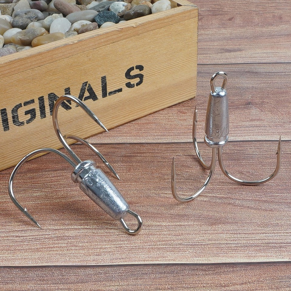Snagging Hooks,5 Packs Snagging Weighted Treble Hook Large Size Fishing