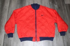 Nike 90s 2XL Swoosh Reversible Puffy Quilted Bomber Jacket White Tag Red VTG