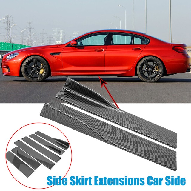 6pcs Universal Car Side Skirt Extension Rocker Panel Splitter Carbon
