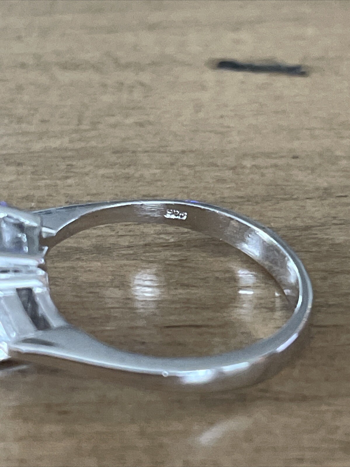 Sterling Silver Rectangular Clear Sparkly Ring Sz… - image 6