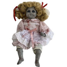 Vintage Creepy Doll Small Zombie Ghost Girl Horror Haunted House Decor Prop 11