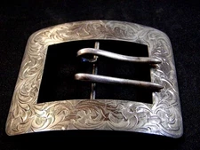 Vintage Signed Victorian Edwardin or Art Nouveau Sterling Silver Belt Buckle