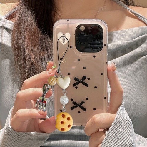 Lovely Cookie Phone Chain Fork Pendant Keychain Heart Bead Charm Phone Lanyard - Picture 4 of 8