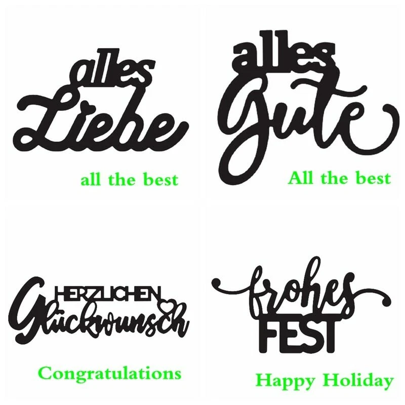 Deutsch Stimmung Wort Welt Metall Schneiden Stirbt DIY Scrapbook Papier Karten - Bild 2 von 4