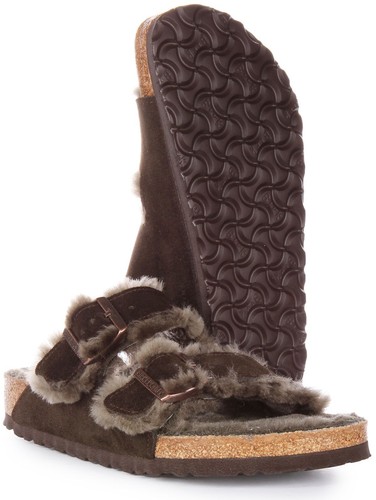 Birkenstock Arizona Shearling Womens Sheepskin Warm Lined In Moca 4.5 - 77 - Picture 5 of 12