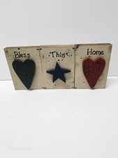 Bless This Home Sign, Farmhouse Wall Decor - Rustic Wooden Signs Home Handmade
