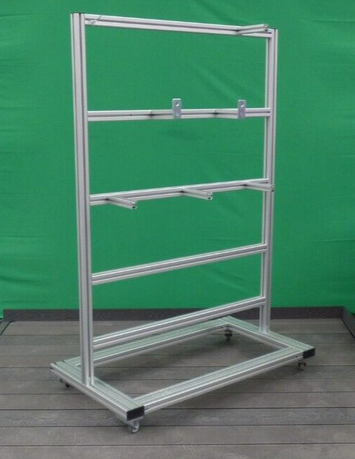 Carro de limpieza industrial, perchas, móvil, extrusión de aluminio