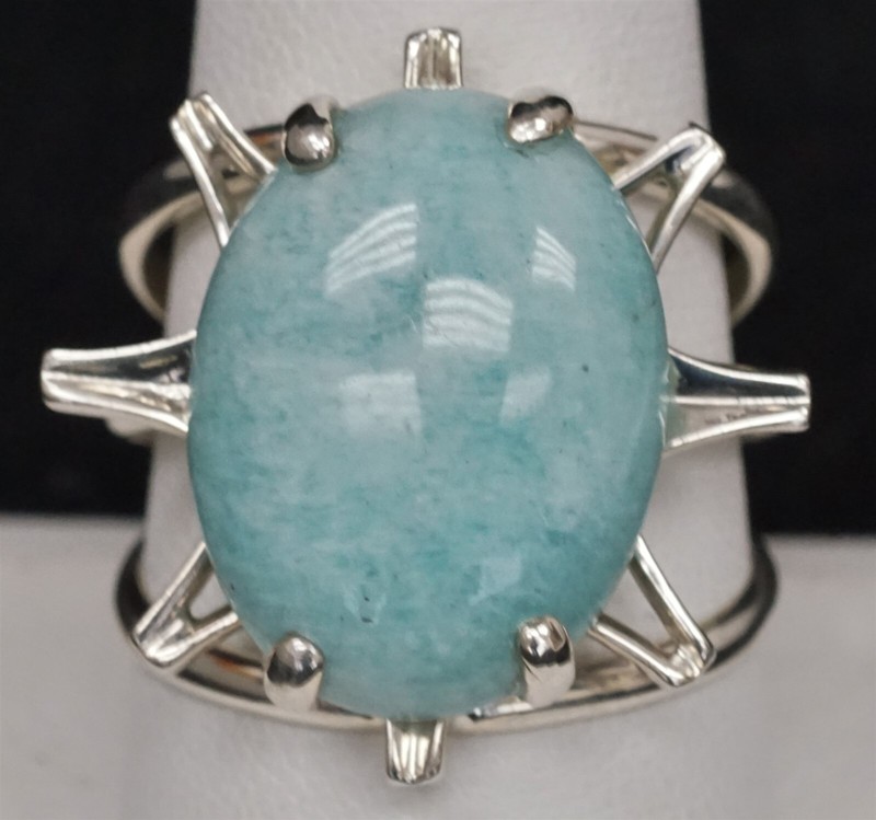 DESERT ROSE TRADING DRT Peruvian Amazonite Sterling Silver Ring Size 9 3/4