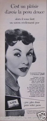 WERBUNG 1956 LUX SEIFE ES IST EIN VERGNÜGEN, WEICHE HAUT ZU HABEN FRANÇOISE ARNOUL