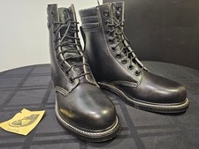 Vtg 1960s Safety First Union Made USA Men's Sz 8D Leather Boots- Steel Toes NOS