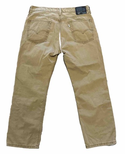 Men's Dark Khaki Jeans LEVIS 514 Silver Tab 36/29 (28 Altered) Cotton Denim - Picture 2 of 11