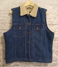 Wrangler Outerwear Sherpa Lined Denim Vest Large