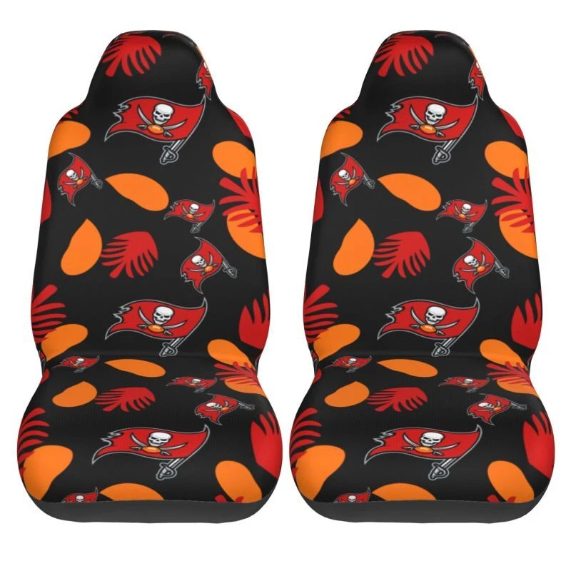 2pcs Tampa Bay Buccaneers Elastic Car Seat Covers Front Rear Protectors Decor
