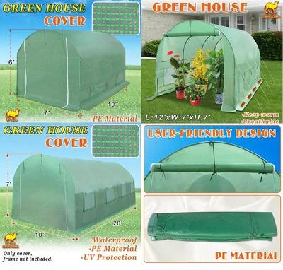 STRONG CAMEL Multi-size 24.6/20x10x7' Replacement Greenhouse COVER 16/12x7x7' 10x7x6' House