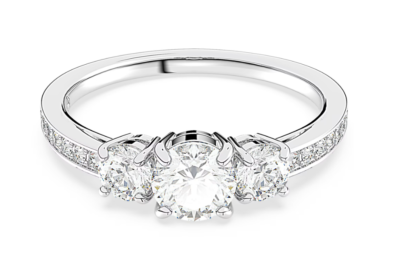 Swarovski - Stilla Attract ring - Round cut, White,Silver-tone 