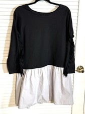 After Market Black Ruffle Sleeve Layered Dress Top Women Size Large New 32”