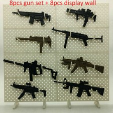 Conjunto de 8 piezas de ametralladora modelo 4D escala 1/6 MP5 HK53 UZI + pared de exhibición