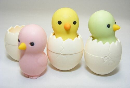 IWAKO Japanese Animal Puzzle Eraser Rubbers - IWAKO Chick In Egg Erasers - Afbeelding 1 van 6