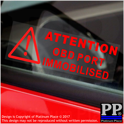 5 X Obd Port Immobilised Red Internal Stickers Attention Warning