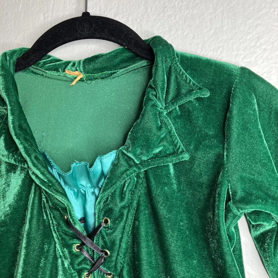 Vestido de princesa renascentista de veludo feminino vintage tamanho 6 exposto casaco pequeno renda - Imagem 4 de 4