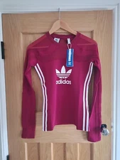 BNWT £52 rrp adidas Originals 'centre stage' mesh asymmetric top uk 8