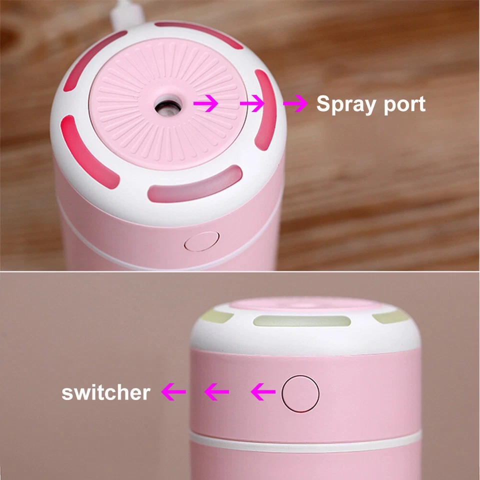 Portable LED Humidifier Car Air Purifier Aroma Diffuser Cool Mist USB Mini - image 3 of 4