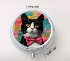 tuxedo Cat pill box medicine Trinket NEW Free Ship 2 inch stocking Stuffer